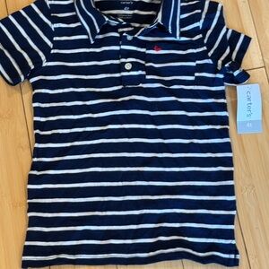 NEW! WITH TAGS! Carter’s Navy Kids Cotton Stripe Polo Pocket Tee-Shirt Sz 4T